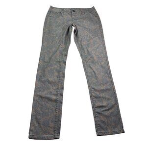 INC Denim International Concepts Womens Skinny Jeans Size 8 Lace Print Grey Tan